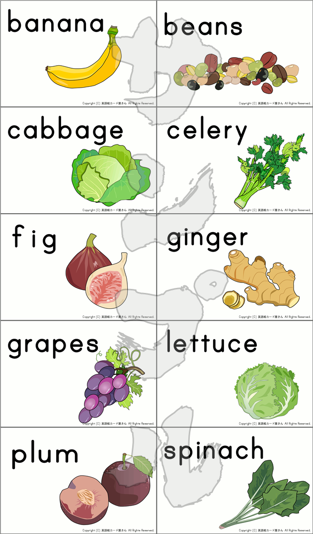 野菜・果物のカード(3)10種