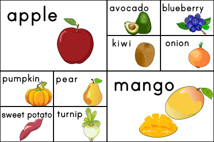 野菜・果物のカード(4)10種